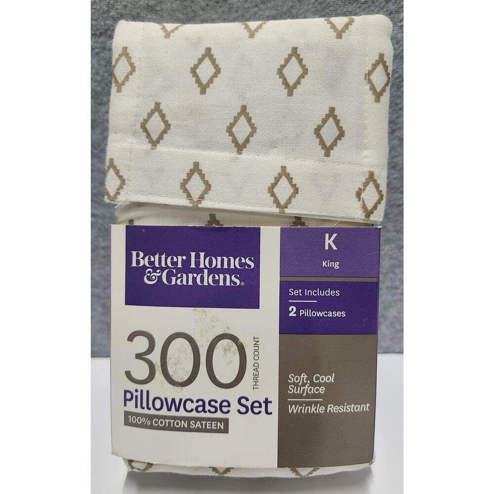 Better Homes Gardens Aztec Diamond Beige King Pillowcases Set 2